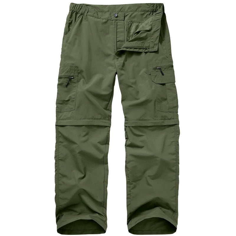Toomett Hiking Pants for Men boy Scout Convertible Cargo Zip Off Lightweight Quick Dry Breathable Fishing Safari Shorts,6101,Army,36 - Image 1